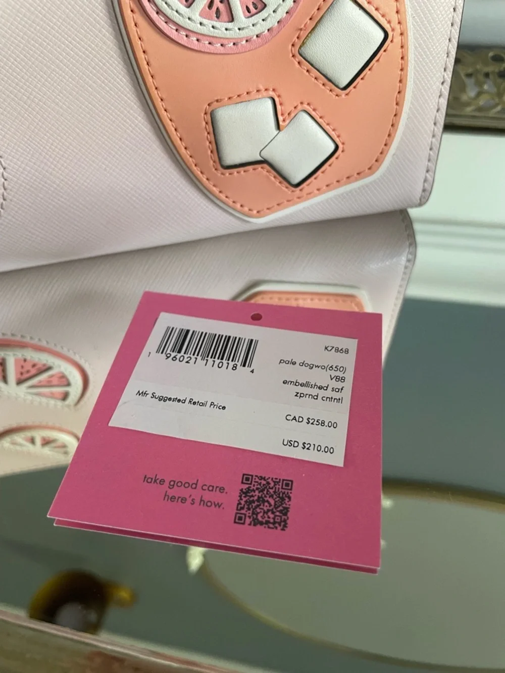 Kate Spade Tini Grapefruit Embellished Continental Novelty Wallet- New - Picture 4 of 9